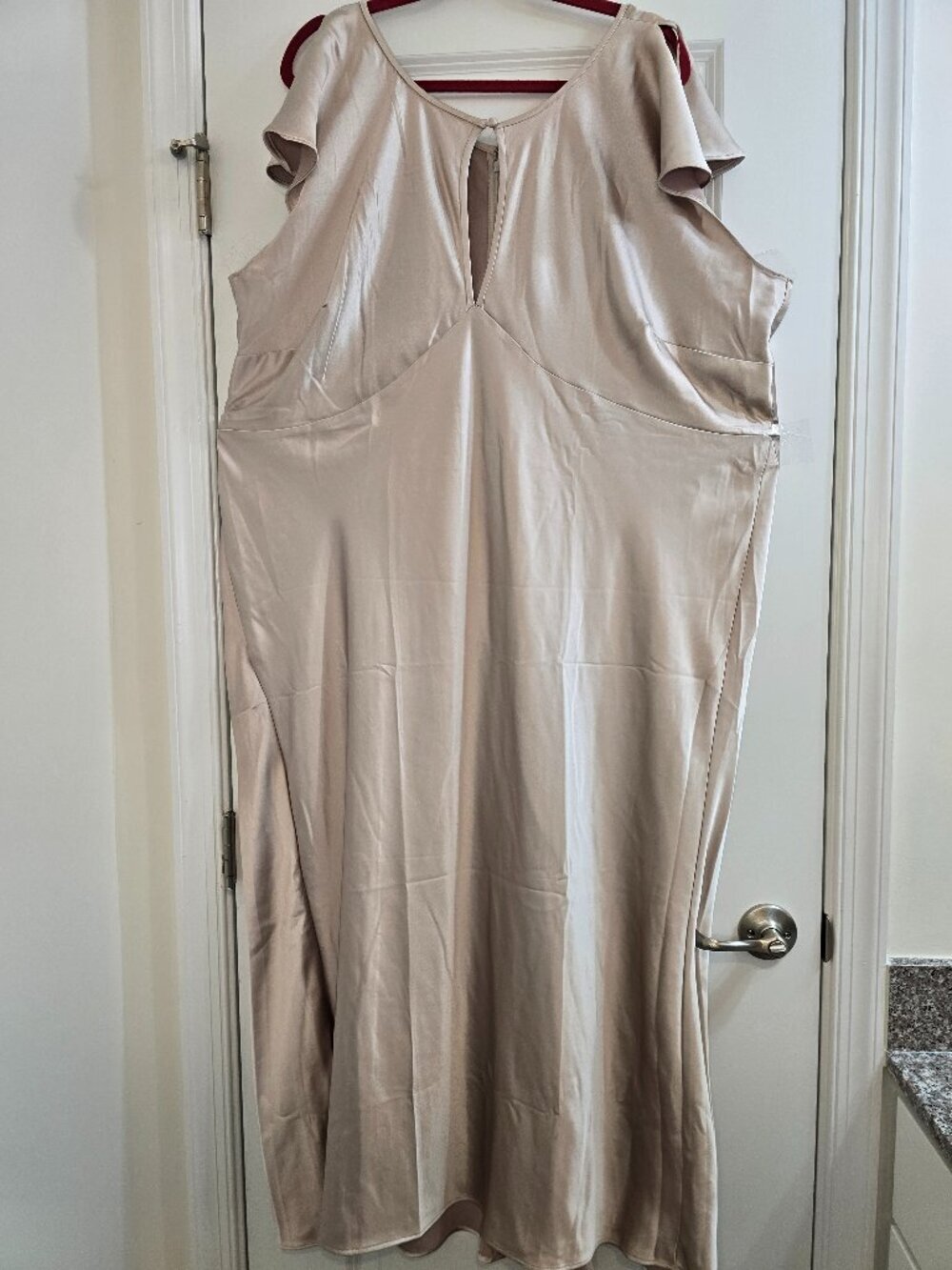 The Occasion by Old Navy Flutter-Sleeve Keyhole Satin Maxi Dress - Champagne NWT - Picture 3 of 8